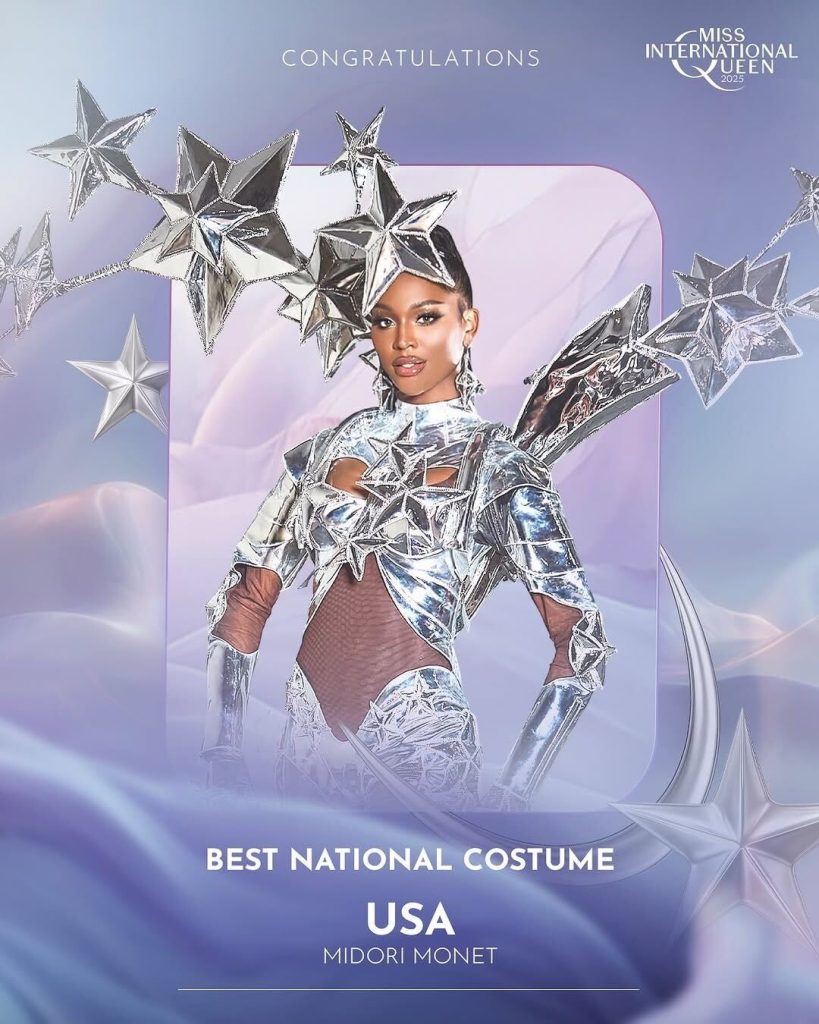Midori Monet wins Best National Costume at the 2025 Miss International Queen beauty pageant